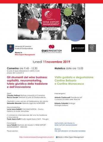 Convegno e Workshop 11/11/2019 - UNICAM | CANTINE BELISARIO e MONACESCA
